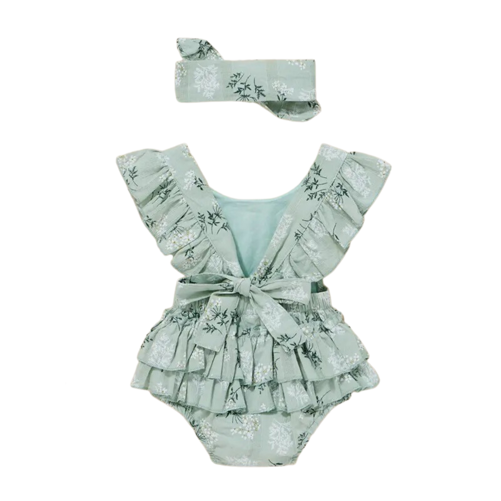 Floral Baby Romper with Matching Hairband