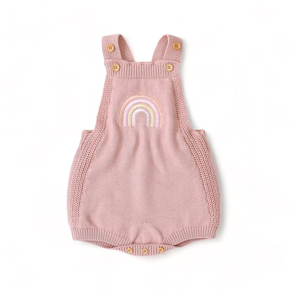 Rainbow romper, made from cosy Knitted fabric.